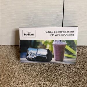 I Box Podium Black Portable Bluetooth Speaker with Wireless Charging